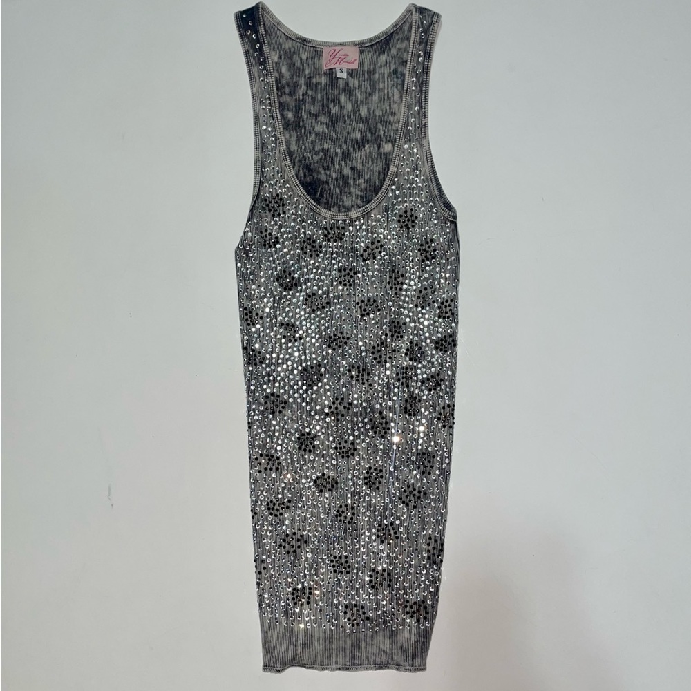 Vintage 2000s y2k Yvette Mandell rhinestone tank top/ camisole
